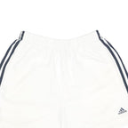ADIDAS Mens White & Navy Casual Sports Shorts Size M W26 Elastic Waist