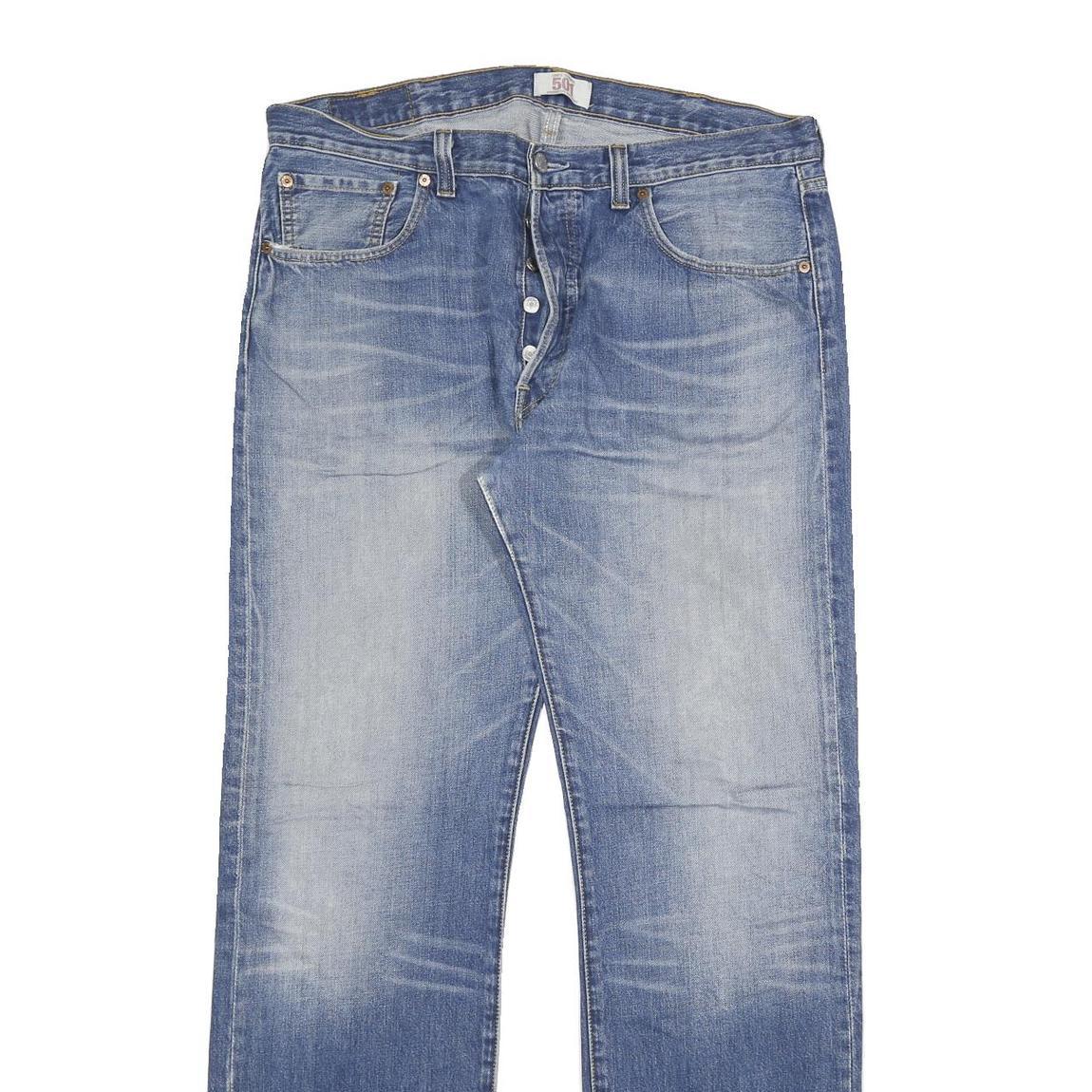 LEVI'S 501 Mens Jeans Blue Regular Straight Denim Medium W38 L34 Button Closure