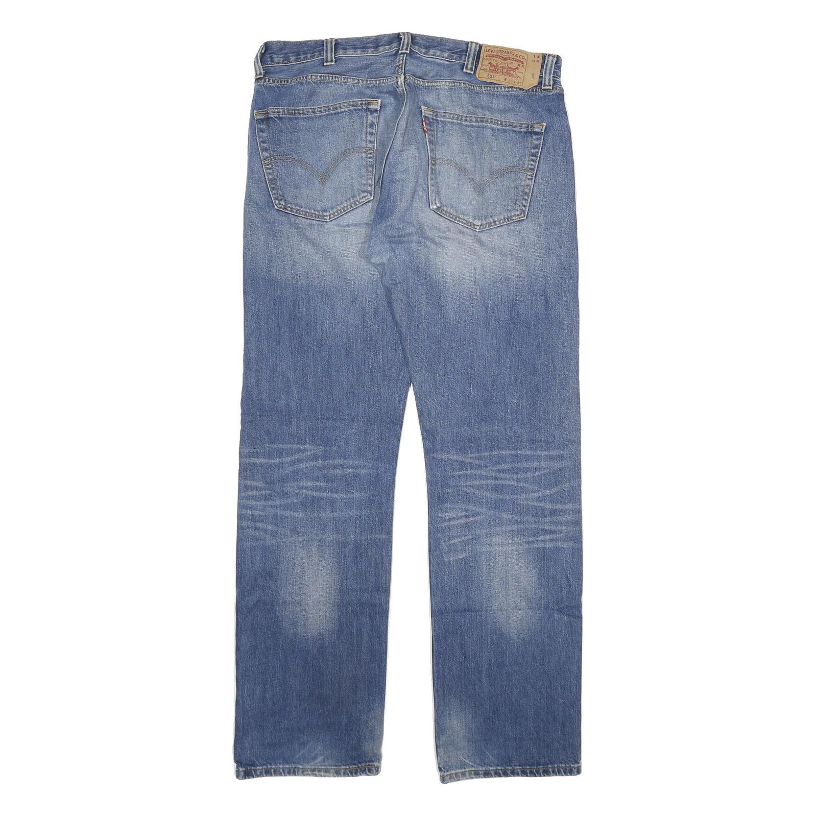 LEVI'S 501 Mens Jeans Blue Regular Straight Denim Medium W38 L34 Button Closure