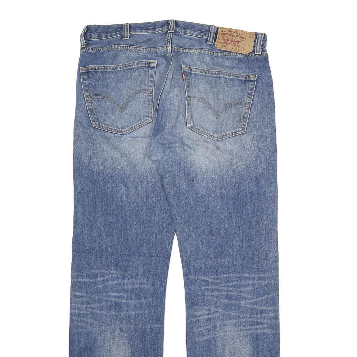 LEVI'S 501 Mens Jeans Blue Regular Straight Denim Medium W38 L34 Button Closure