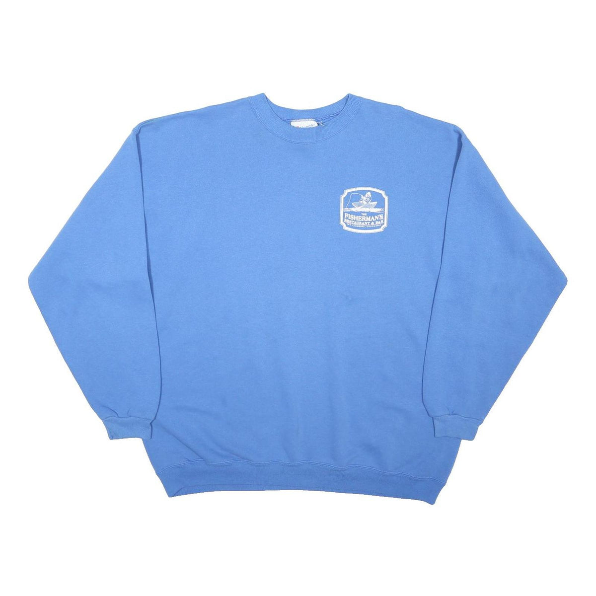 HANES Womens Blue Fisherman's Restaurant & Bar Crew Neck XL Cotton Blend