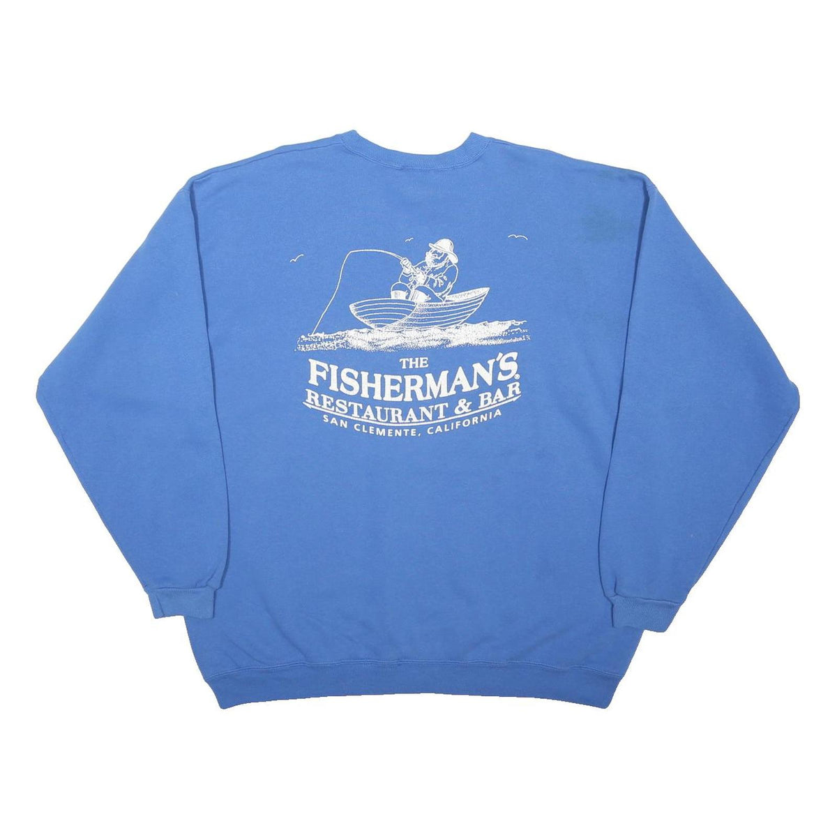 HANES Womens Blue Fisherman's Restaurant & Bar Crew Neck XL Cotton Blend