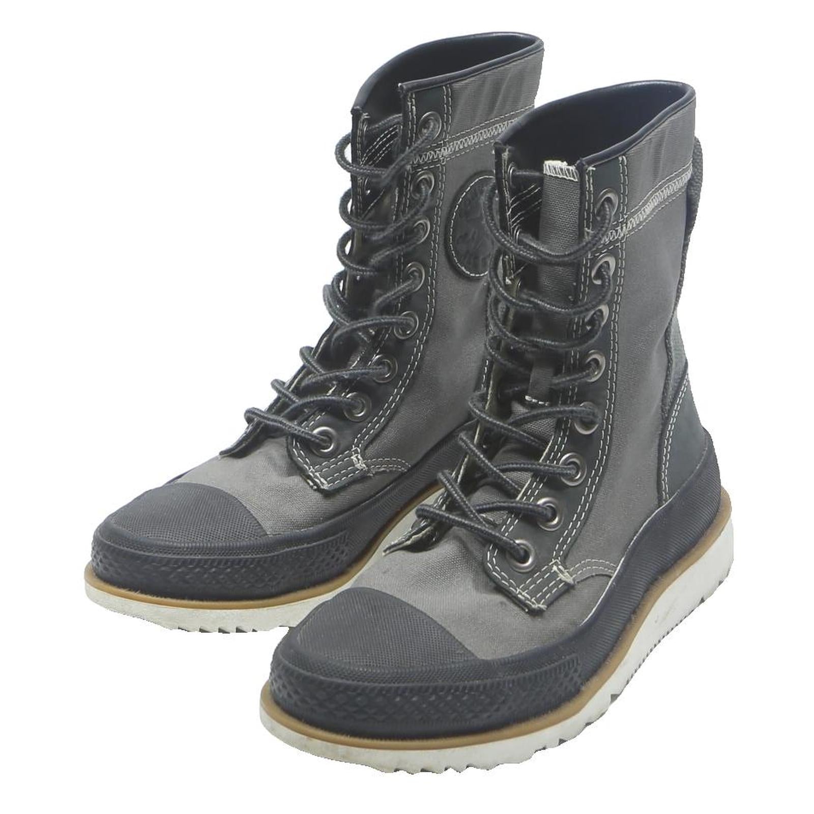 CONVERSE Womens Canvas Lace-Up Boots Black & Grey Synthetic UK 5 Stylish Durable