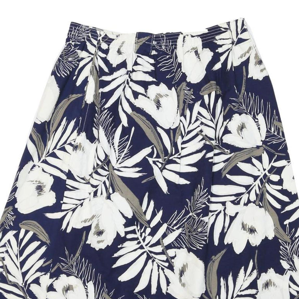 IVORY Womens Blue White Floral Midi Cotton Blend A-Line Skirt M Summer Beachwear