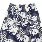 IVORY Womens Blue White Floral Midi Cotton Blend A-Line Skirt M Summer Beachwear