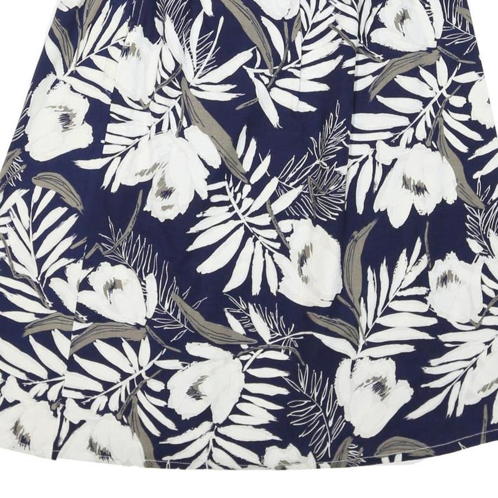 IVORY Womens Blue White Floral Midi Cotton Blend A-Line Skirt M Summer Beachwear
