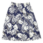 IVORY Womens Blue White Floral Midi Cotton Blend A-Line Skirt M Summer Beachwear