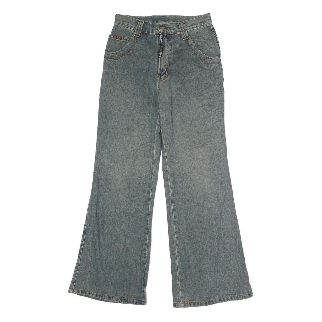 HAOSSHINU Mens Regular Fit Flared Denim Light Blue Cotton Jeans W26 L27 Stylish