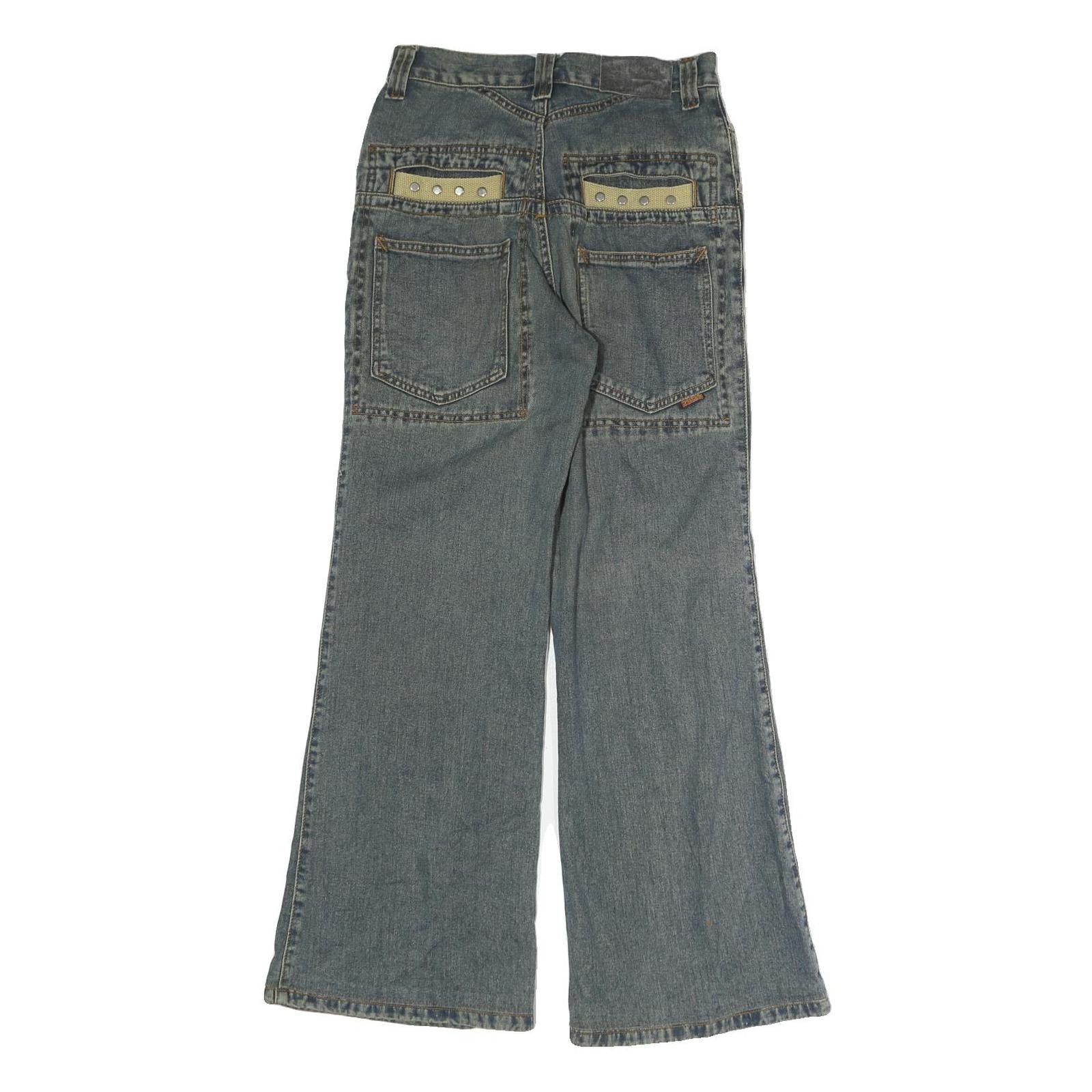 HAOSSHINU Mens Regular Fit Flared Denim Light Blue Cotton Jeans W26 L27 Stylish