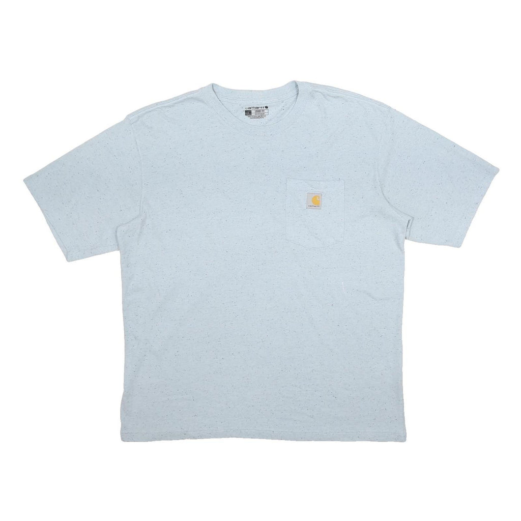 CARHARTT Mens Light Blue & Speckle Pocket T-Shirt L Short Sleeve Crew Neck