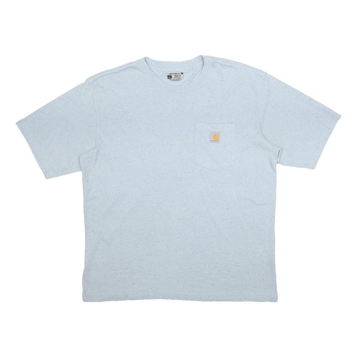 CARHARTT Mens Light Blue & Speckle Pocket T-Shirt L Short Sleeve Crew Neck