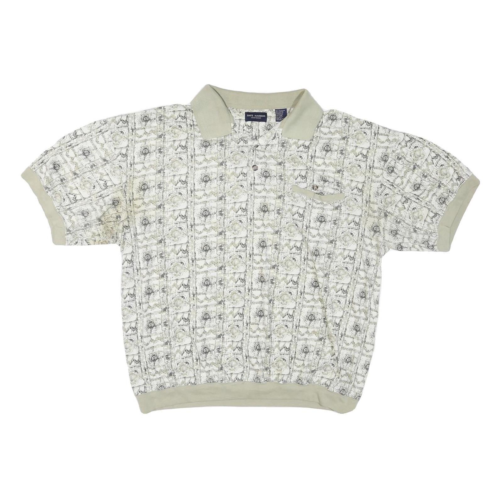 SAFE HARBOR Mens Beige & Cream Short Sleeve Printed Polo Shirt 2XL Casual