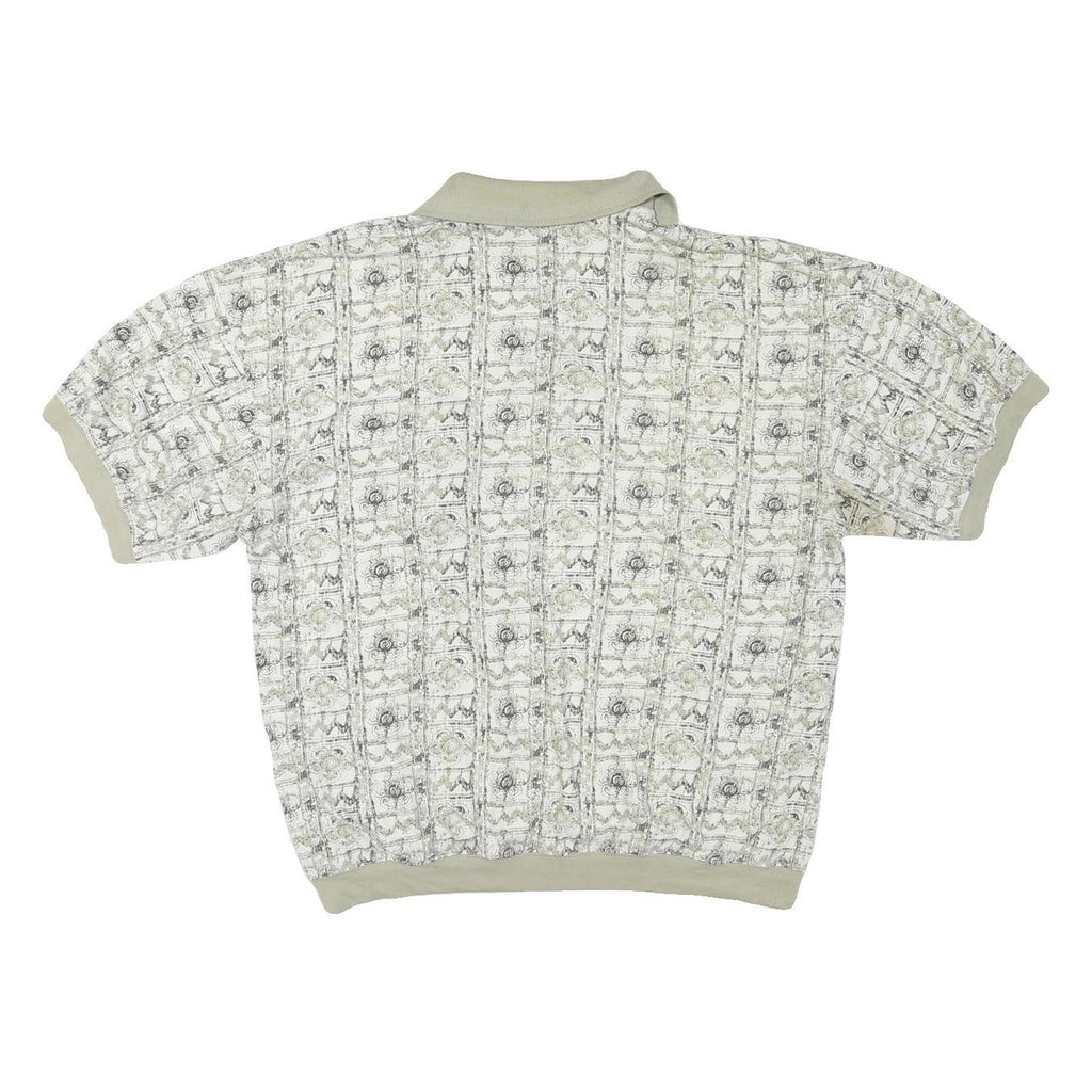 SAFE HARBOR Mens Beige & Cream Short Sleeve Printed Polo Shirt 2XL Casual