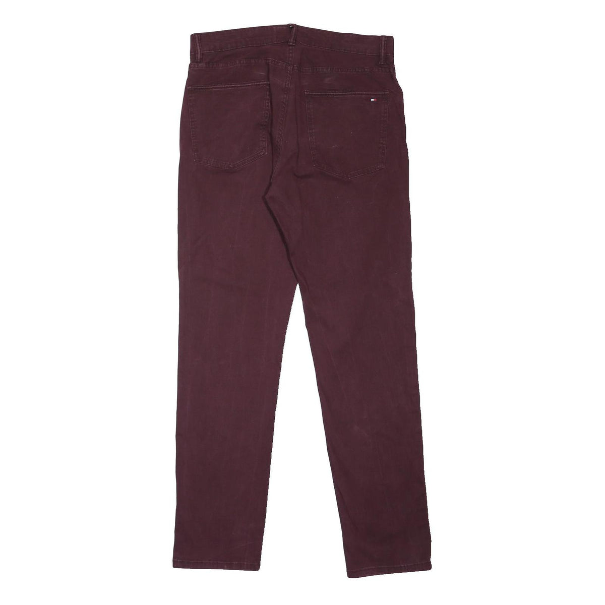 TOMMY HILFIGER Mens Jeans Burgundy Regular Straight Denim W32 L32 Zip Cotton