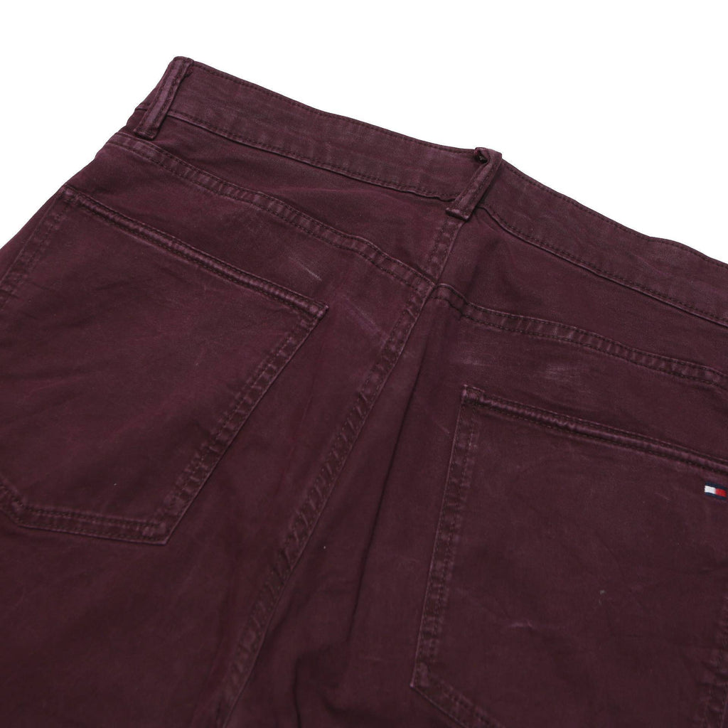 TOMMY HILFIGER Mens Jeans Burgundy Regular Straight Denim W32 L32 Zip Cotton