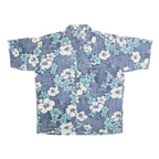 PACIFIC SCENE Mens Blue & White Floral Cotton Shirt L Hawaiian Style Casual