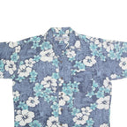 PACIFIC SCENE Mens Blue & White Floral Cotton Shirt L Hawaiian Style Casual
