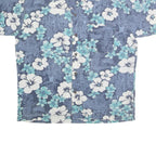 PACIFIC SCENE Mens Blue & White Floral Cotton Shirt L Hawaiian Style Casual