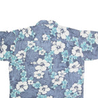 PACIFIC SCENE Mens Blue & White Floral Cotton Shirt L Hawaiian Style Casual