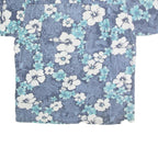 PACIFIC SCENE Mens Blue & White Floral Cotton Shirt L Hawaiian Style Casual
