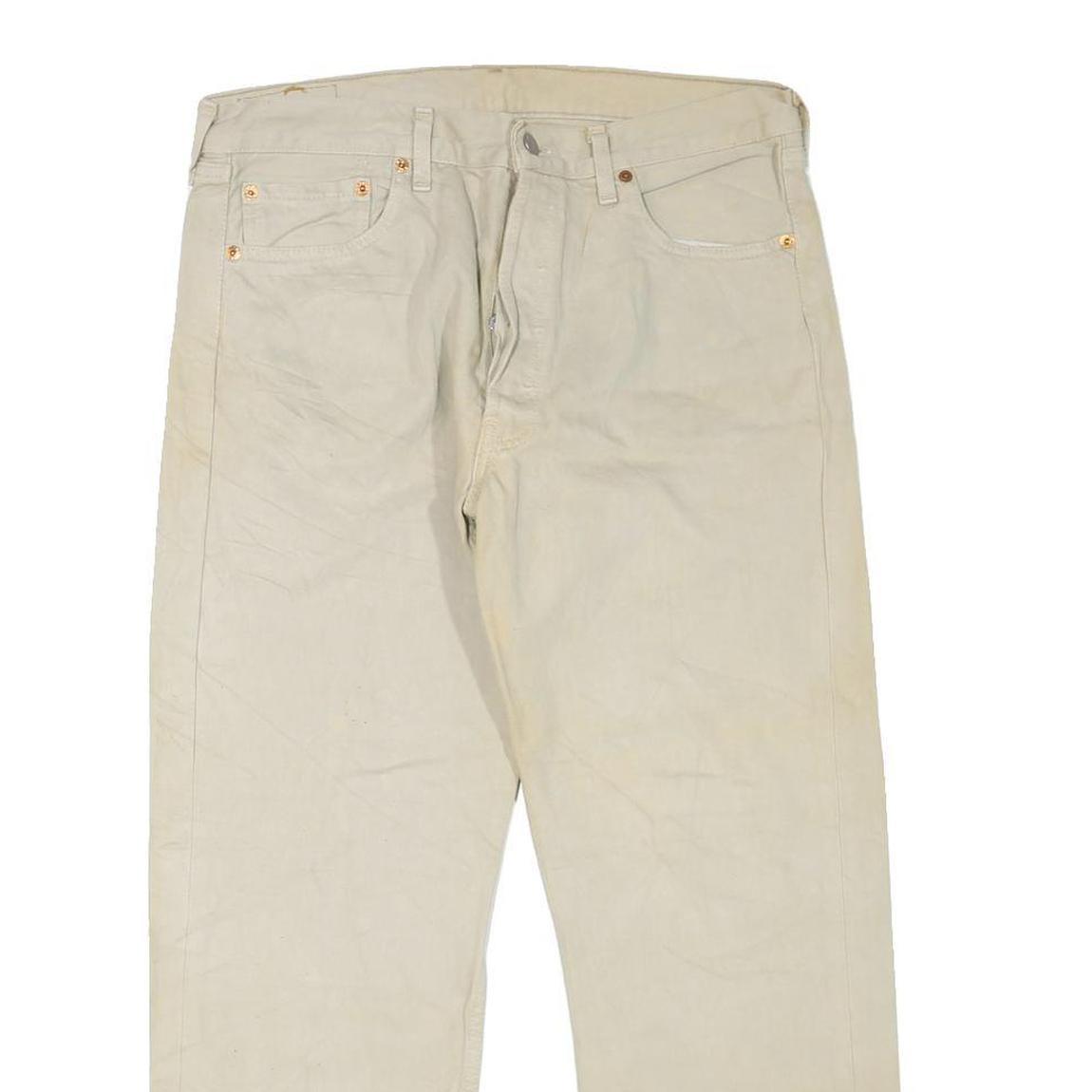 LEVI'S 501 Mens Jeans Beige Regular Straight Denim W34 L26 Button Cotton Blend