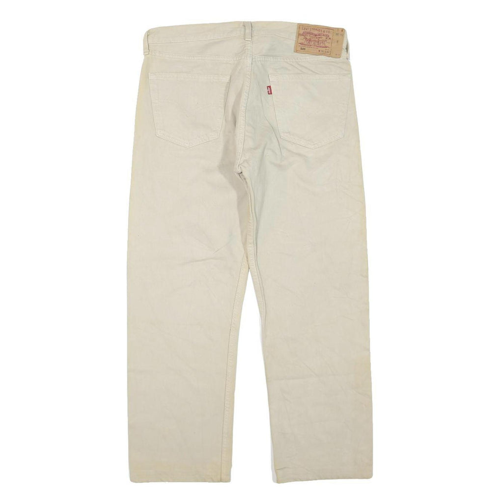 LEVI'S 501 Mens Jeans Beige Regular Straight Denim W34 L26 Button Cotton Blend