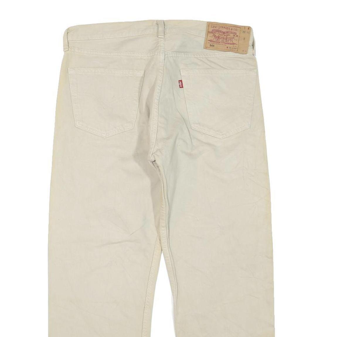 LEVI'S 501 Mens Jeans Beige Regular Straight Denim W34 L26 Button Cotton Blend