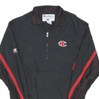 CHAMPION Mens Black & Red Nylon Track Jacket L Half Zip Sport Casual