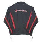 CHAMPION Mens Black & Red Nylon Track Jacket L Half Zip Sport Casual