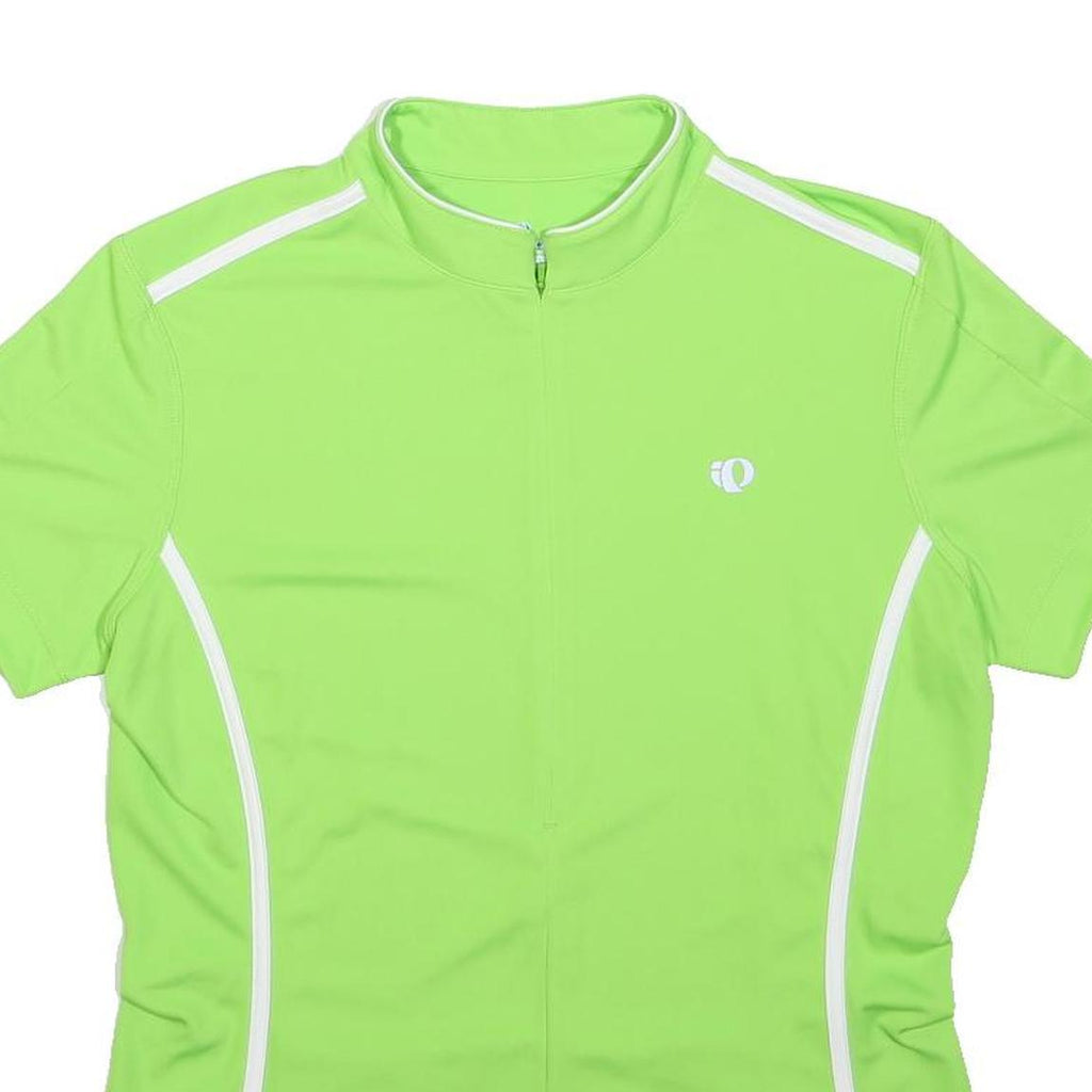 PEARL IZUMI Womens Green & White Cycling T-Shirt XL Short Sleeve 1/4 Zip