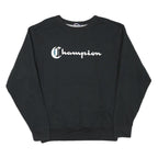 CHAMPION Mens Black Cotton Blend Crew Neck M Sweatshirt Classic Logo Pullover