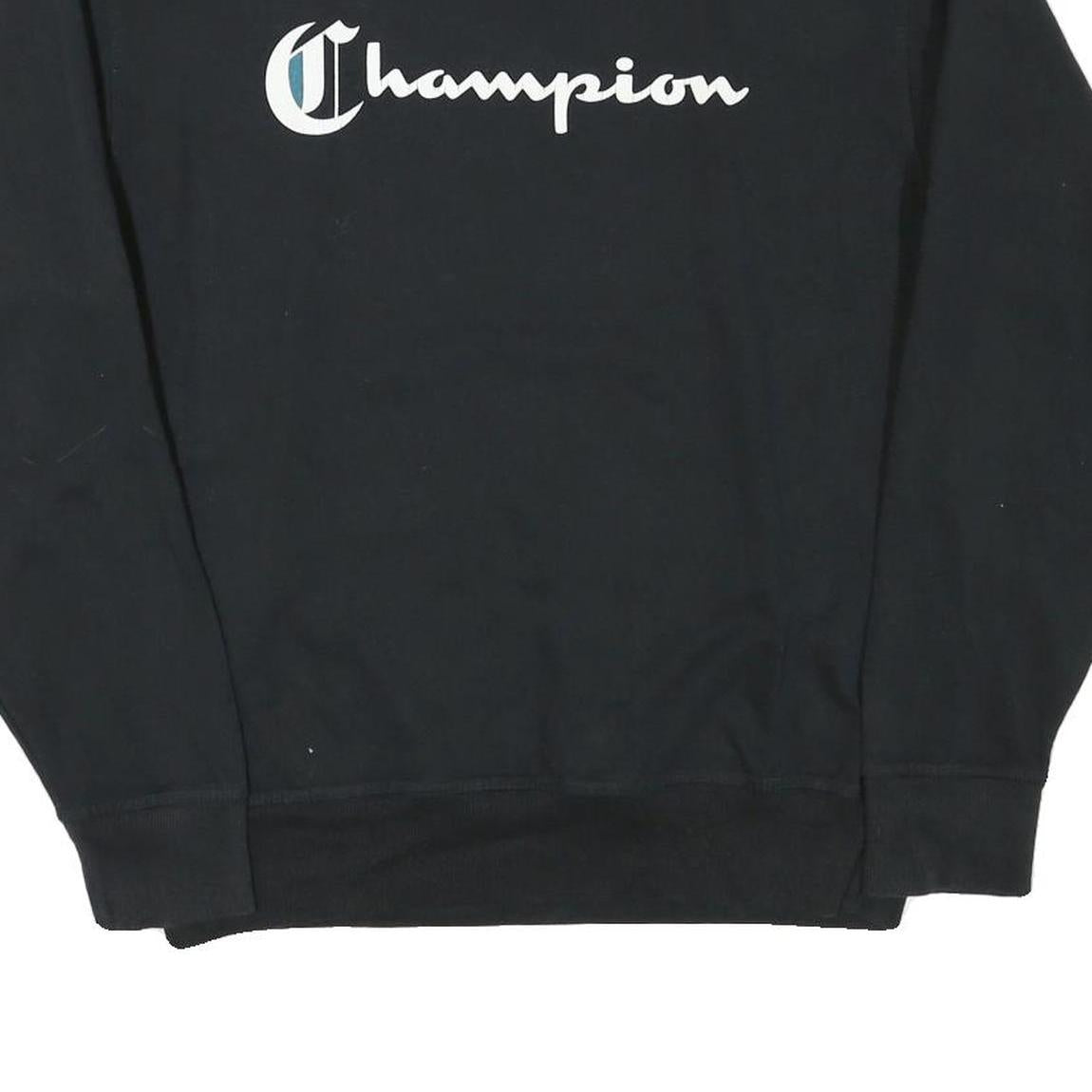 CHAMPION Mens Black Cotton Blend Crew Neck M Sweatshirt Classic Logo Pullover