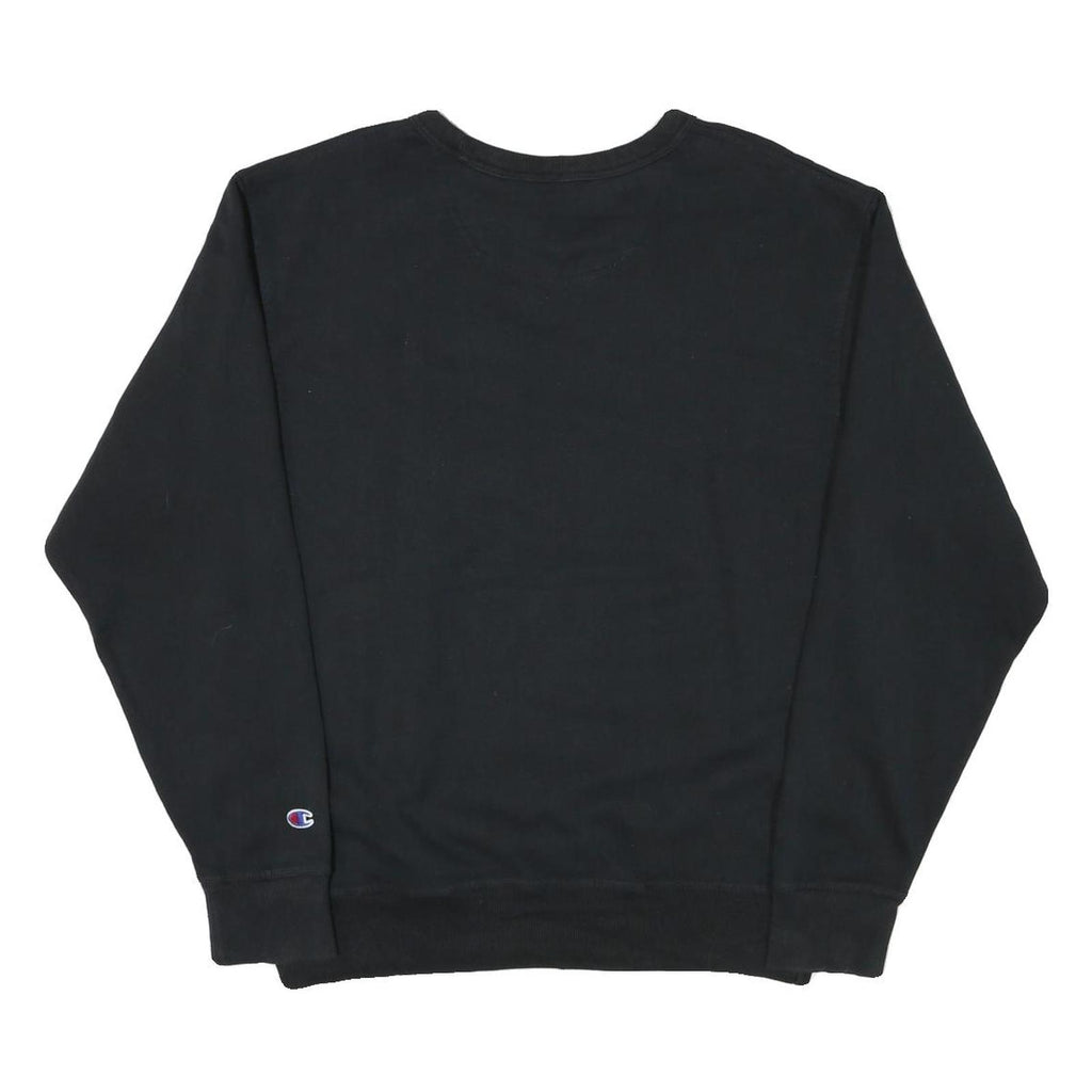 CHAMPION Mens Black Cotton Blend Crew Neck M Sweatshirt Classic Logo Pullover