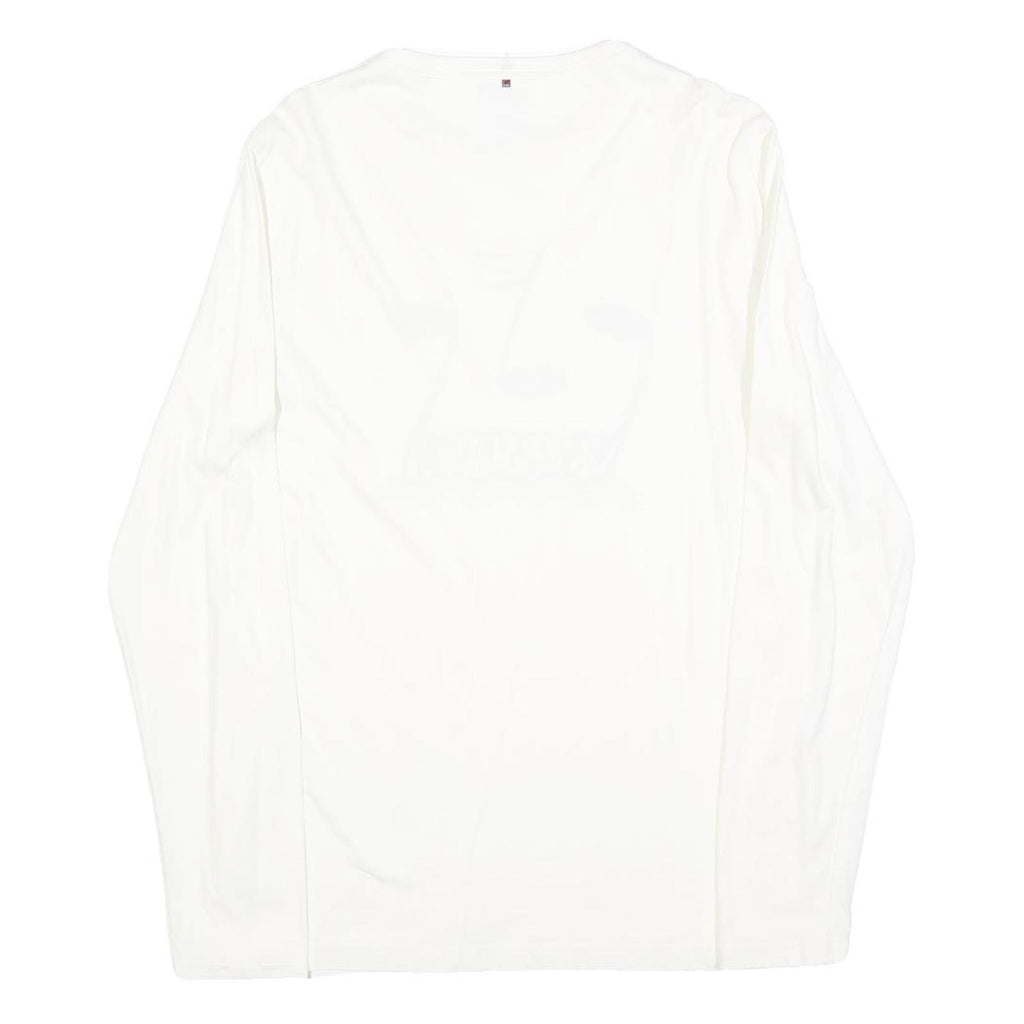 PRETTY GREEN Mens White Long Sleeve Crew Neck Graphic T-Shirt S Cotton Blend