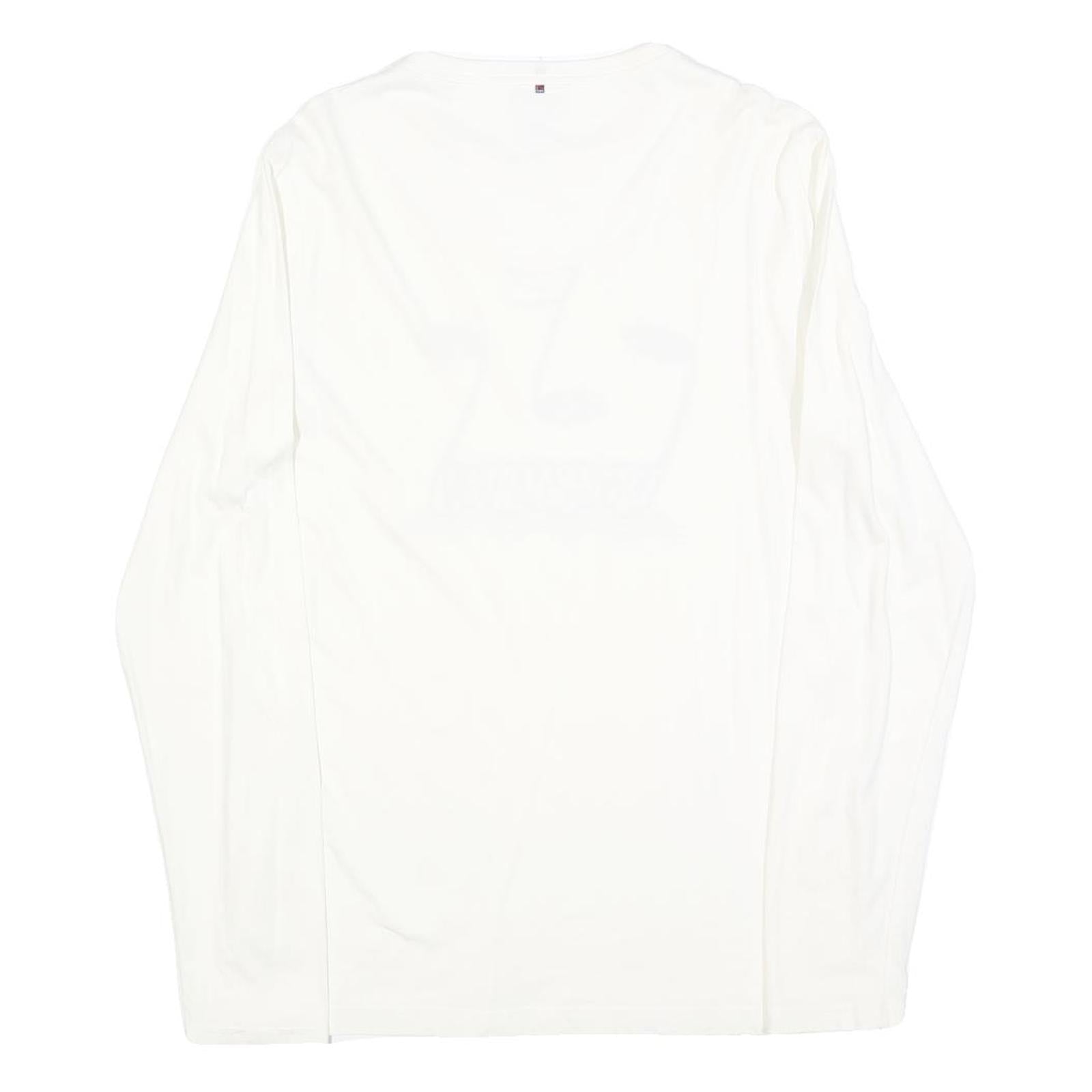 PRETTY GREEN Mens White Long Sleeve Crew Neck Graphic T-Shirt S Cotton Blend