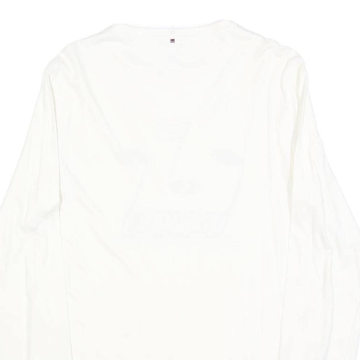 PRETTY GREEN Mens White Long Sleeve Crew Neck Graphic T-Shirt S Cotton Blend