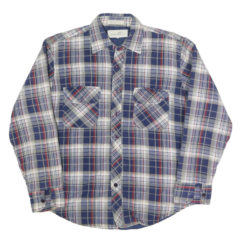 WINDBREAKER Mens Blue & Cream Plaid Shirt M Cotton Blend Casual Button Up
