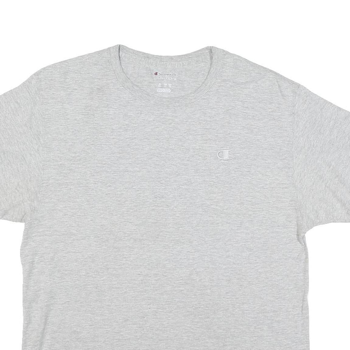 CHAMPION Mens Grey Crew Neck T-Shirt L Cotton Blend Casual Short Sleeve