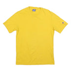 CHAMPION Mens Yellow Cotton Blend Graphic T-Shirt S Short Sleeve Crew Neck Logo