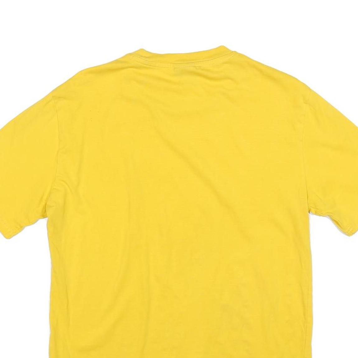CHAMPION Mens Yellow Cotton Blend Graphic T-Shirt S Short Sleeve Crew Neck Logo