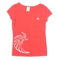 ADIDAS Womens T-Shirt Red UK 12