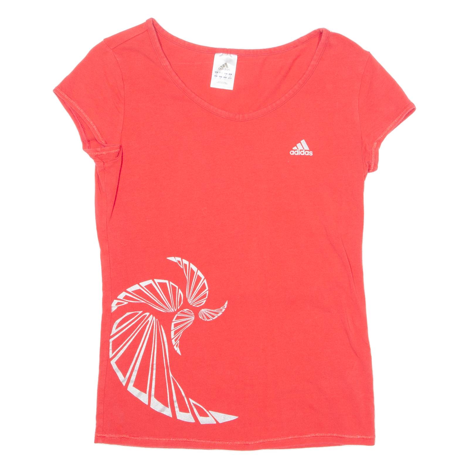 ADIDAS Womens T-Shirt Red UK 12