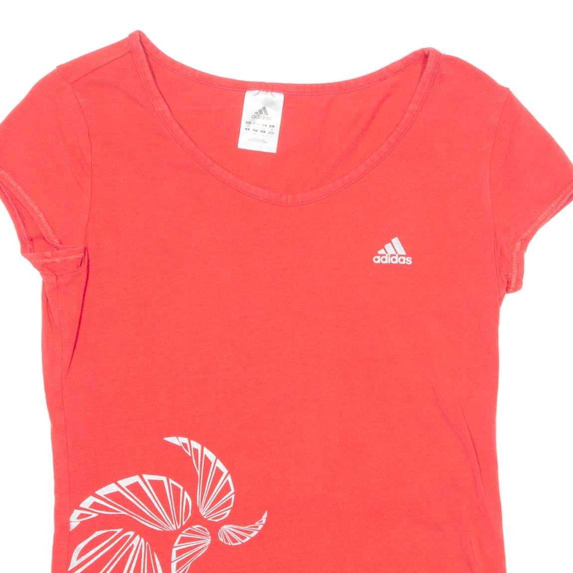 ADIDAS Womens T-Shirt Red UK 12