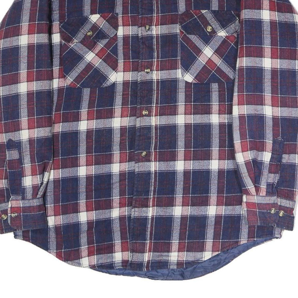 OUTDOOR EXCHANGE Mens Blue & Maroon Check Shirt M Cotton Long Sleeve Button Up