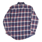 OUTDOOR EXCHANGE Mens Blue & Maroon Check Shirt M Cotton Long Sleeve Button Up