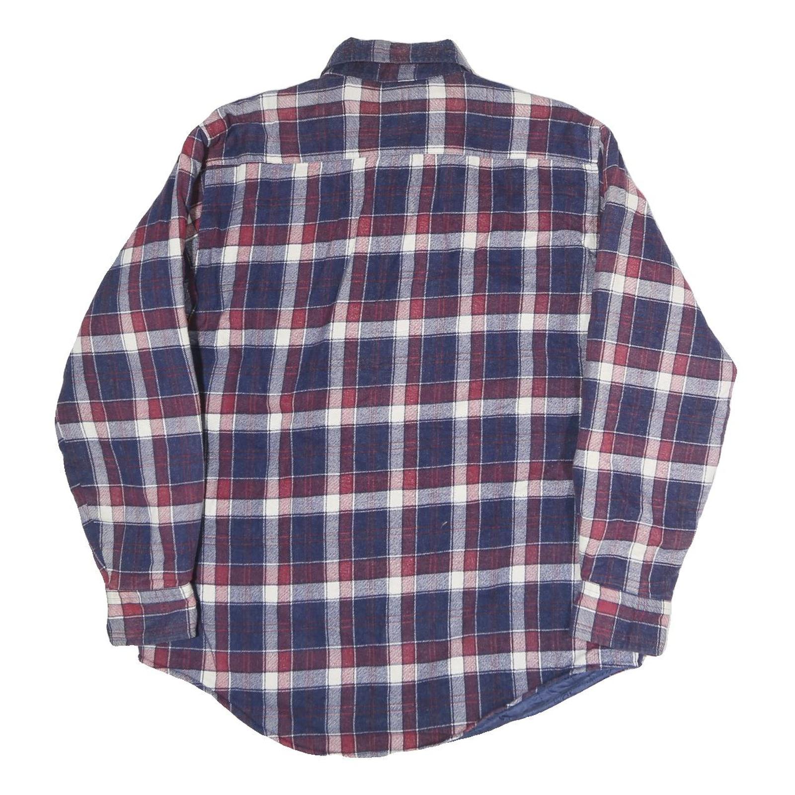 OUTDOOR EXCHANGE Mens Blue & Maroon Check Shirt M Cotton Long Sleeve Button Up