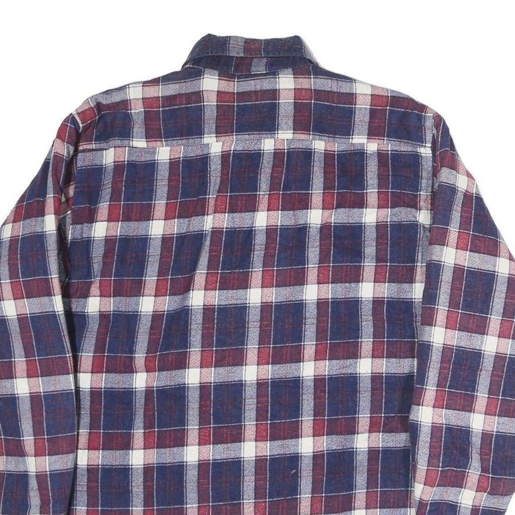 OUTDOOR EXCHANGE Mens Blue & Maroon Check Shirt M Cotton Long Sleeve Button Up