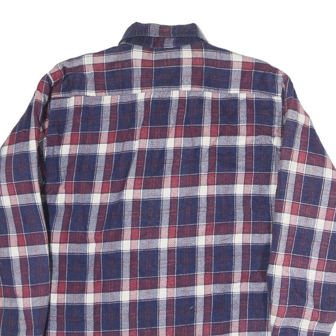 OUTDOOR EXCHANGE Mens Blue & Maroon Check Shirt M Cotton Long Sleeve Button Up