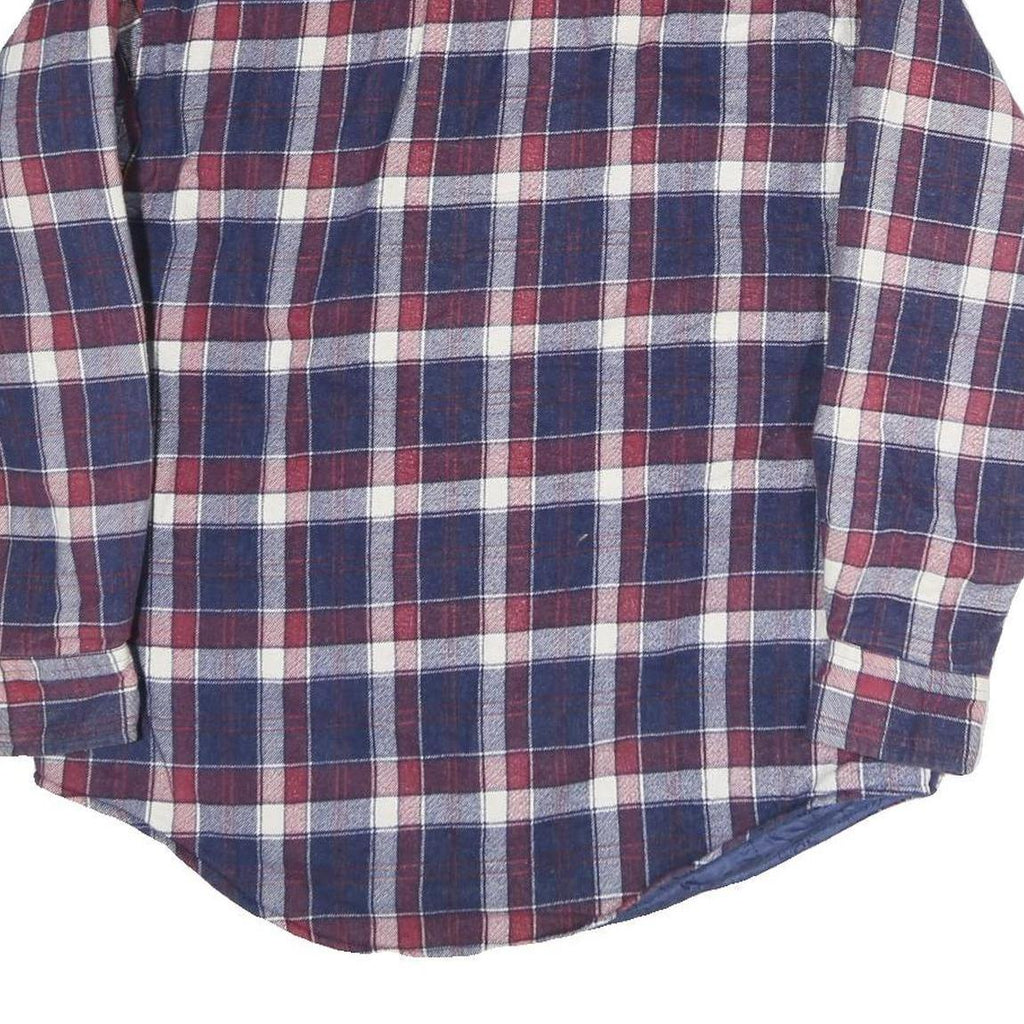 OUTDOOR EXCHANGE Mens Blue & Maroon Check Shirt M Cotton Long Sleeve Button Up