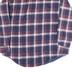 OUTDOOR EXCHANGE Mens Blue & Maroon Check Shirt M Cotton Long Sleeve Button Up
